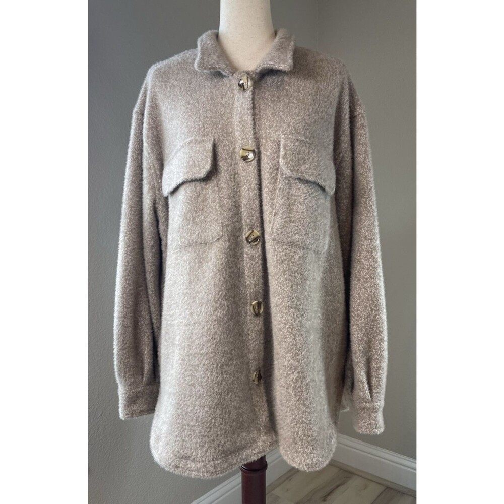 Z Suppy NEW! womans soft comfy buttoned oversized fall jacket XL collegiate